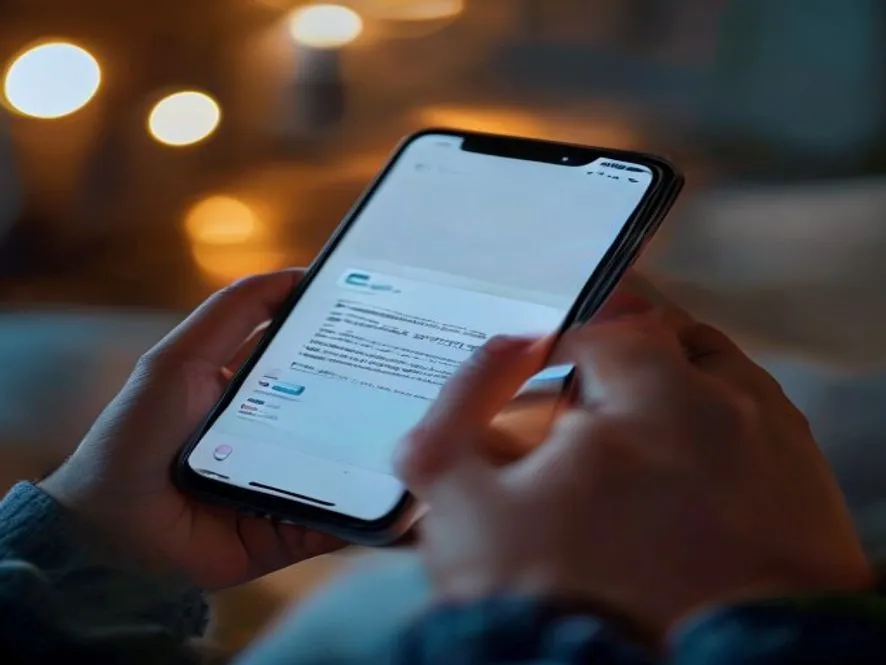 Ilustrasi browsing aman di HP Android iPhone mobile - tips aman saat browsing - karya ilustrasi AI