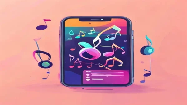 Ilustrasi travelagu download lagu mp3 gratis smartphone - karya ilustrasi AI