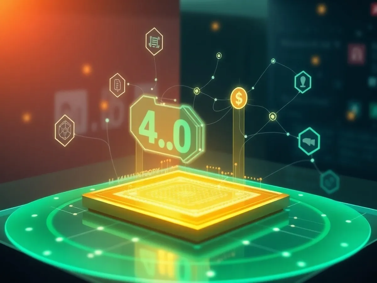 Ilustrasi karakteristik utama Web 4.0 - AI IoT BCI dan Always-On Connectivity - Web 4.0 - karya ilustrasi AI