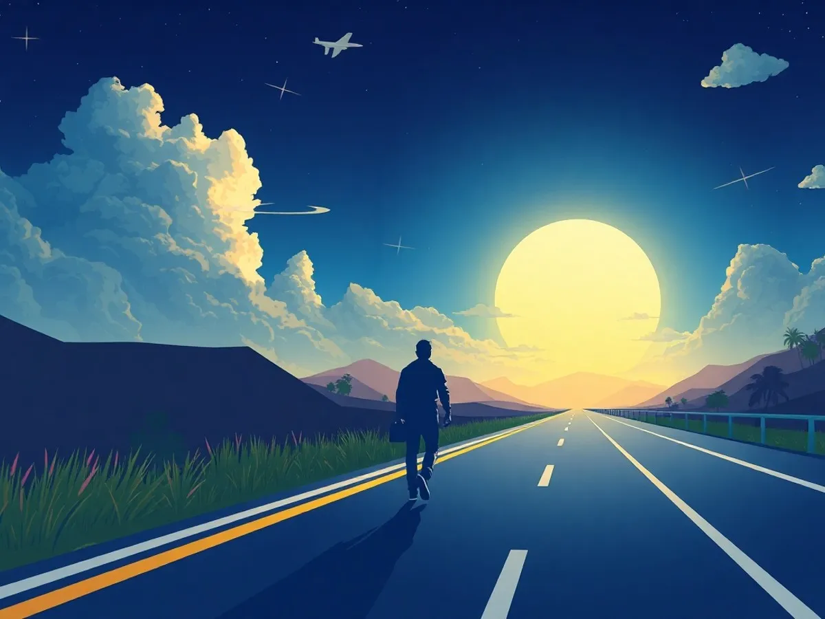 Ilustrasi prediksi timeline Web 4.0 menuju masa depan - roadmap internet - Web 4.0 - karya ilustrasi AI