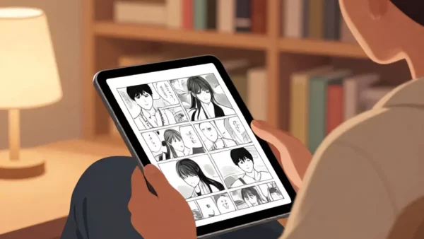 Ilustrasi fitur tambahan membaca manhwa nyaman - aplikasi baca manhwa sub indo - karya ilustrasi AI