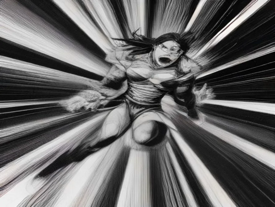 Ilustrasi gaya manga dengan adegan aksi dramatis - manga - karya ilustrasi AI