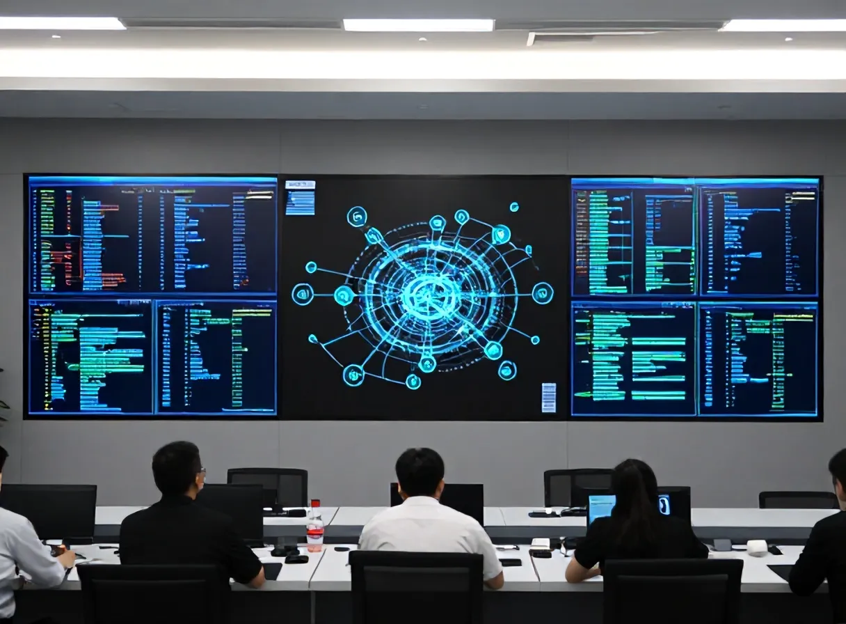 Ilustrasi pengawasan pemerintah terhadap ancaman AI yang menggunakan jaringan anonim - AI cybersecurity - karya ilustrasi AI