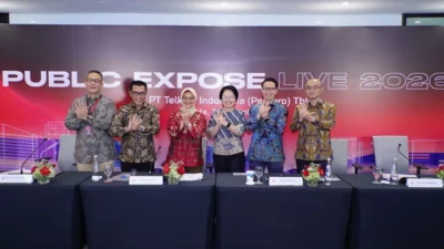 Direktur Utama Telkom Dian Siswarini beserta jajaran direksi pada kegiatan Public Expose Live 2026 - sumber dari telkom.co.id