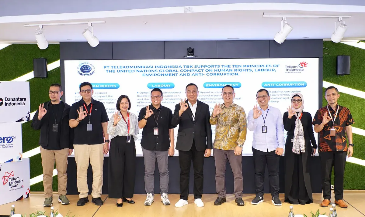 Grafik dukungan PT Telkom Indonesia terhadap Sepuluh Prinsip UN Global Compact - sumber dari telkom.co.id